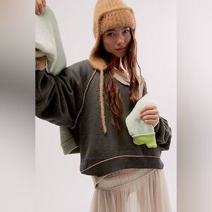 Free People We The Free Midnight Pullover Sweatshirt Grey Warm NWOT  XS